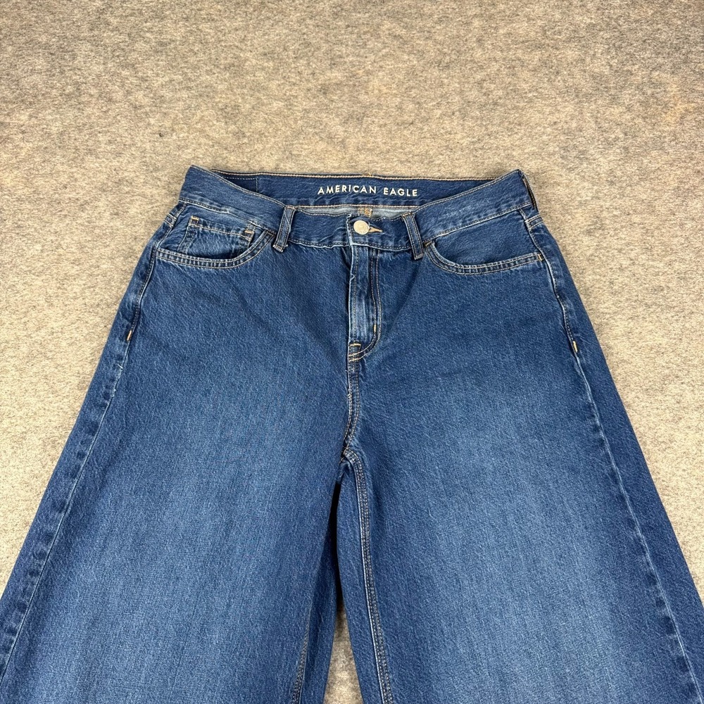 American Eagle Low Rise Ultra Wide Leg Denim Jeans 30" Cotton Blue Womens 4 - Picture 3 of 14